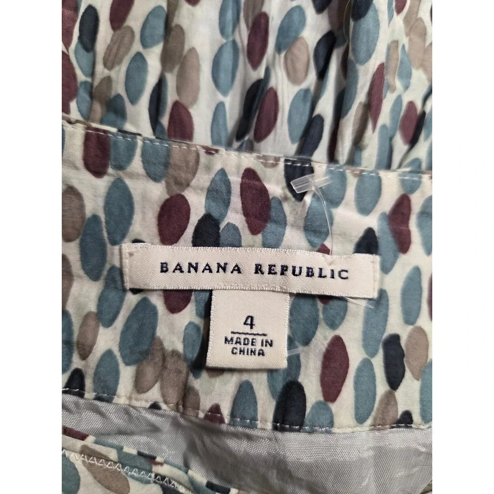 Banana Republic Women Blue Abstract Pebble Print Cotton Silk ALine‎ Skirt Size 4